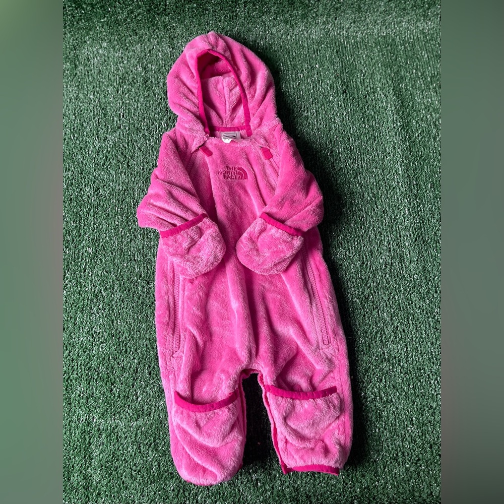 The North Face Bright Pink Infant Fleece Snowsuit 0-3 months